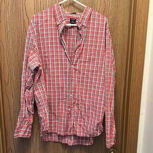 J. Crew Red and White Plaid Casual Shirt
